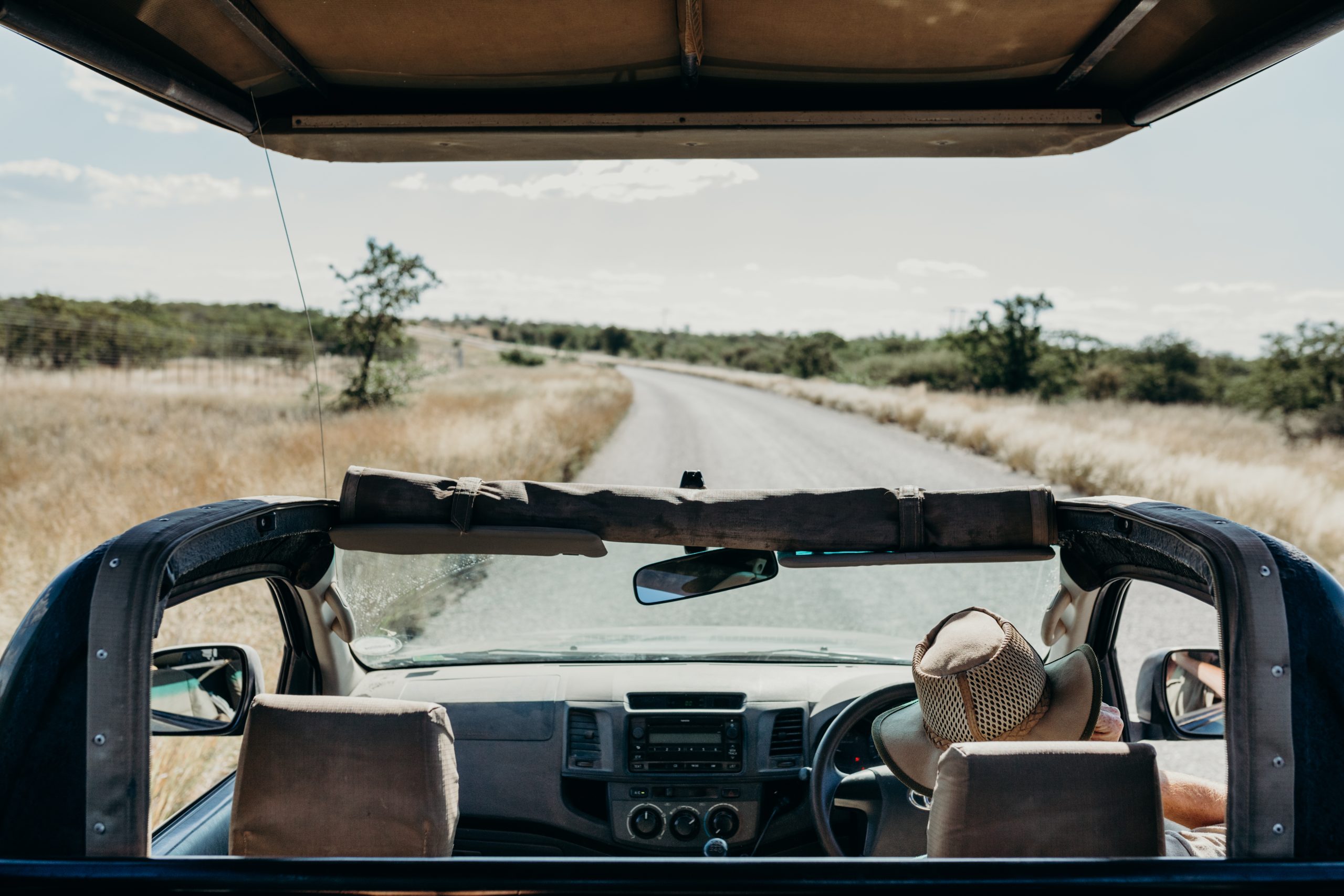 safari vehicle driving through mapesu game reserve